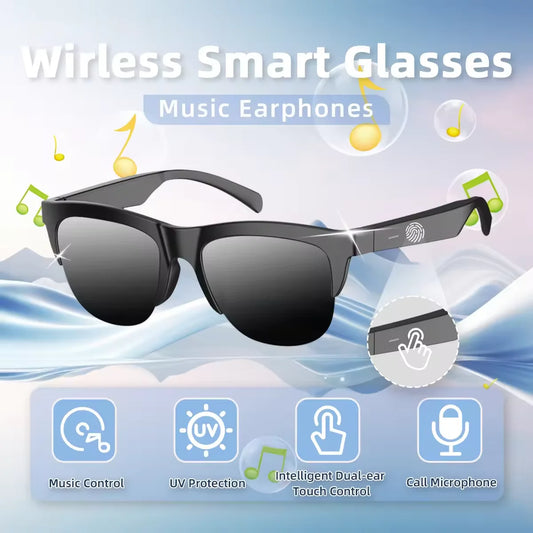 2026 New Smart Glasses Bluetooth 5.3 Music Control Wireless Call Answer Anti UV Sunglasses Camping Cycling For Men Women