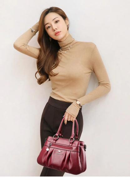 Three Layers Luxury Casual Tote Women Bag High Quality Leather Ladies Hand Bags for Women Big Shoulder Crossbody Bags Sac A Main