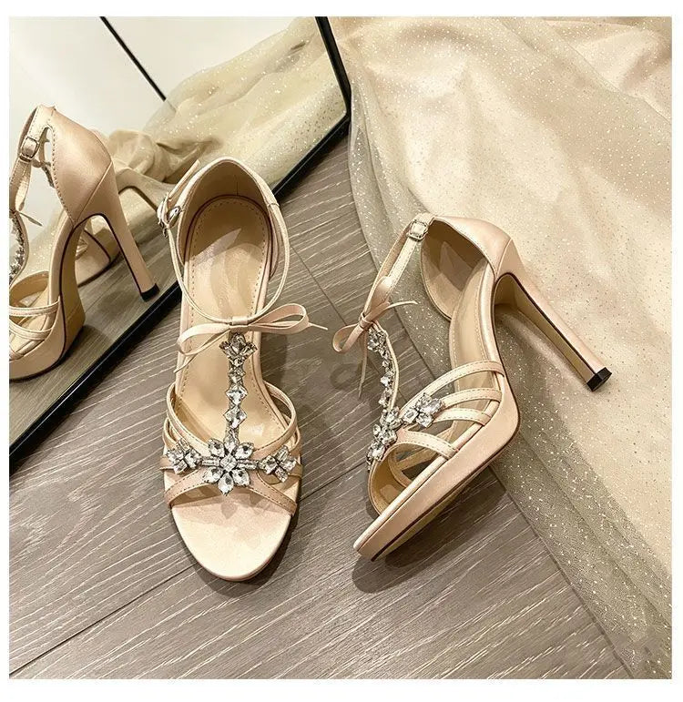 Women's Shoes Elegant Sexy High Heels Luxury Rhinestone Banquet Shoes for Women High Heel Sandals Waterproof Platform Sandals
