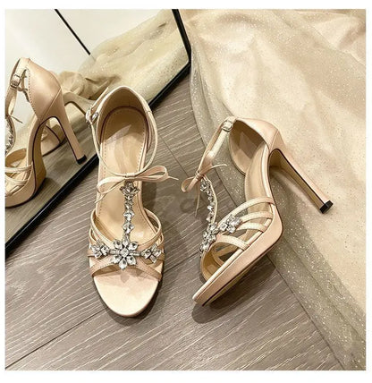 Women's Shoes Elegant Sexy High Heels Luxury Rhinestone Banquet Shoes for Women High Heel Sandals Waterproof Platform Sandals