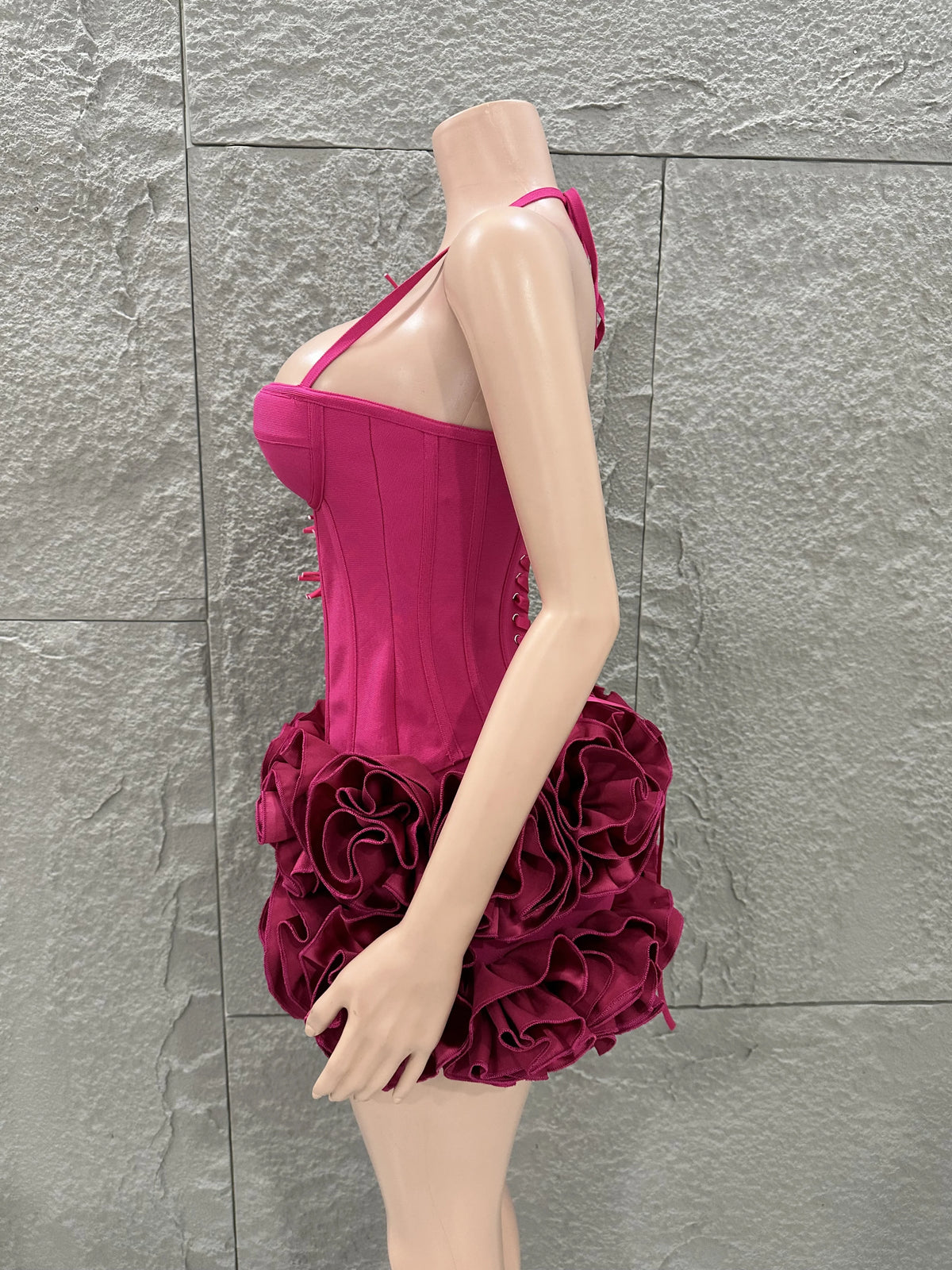 White Red Rose Color Women Sexy Strapless Full Florla Bodycon Mini Bandage Dress 2 Pieces Set Celebrate Nightclub Party Birthday