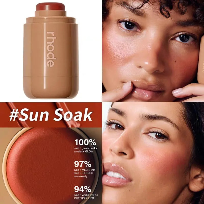 Rhode Skin Balm Data Cake Lip Gloss Sleepy Girl Freckle Pocket Blush Stick Non-fading Waterproof Blusher Moisturizing Lipstick