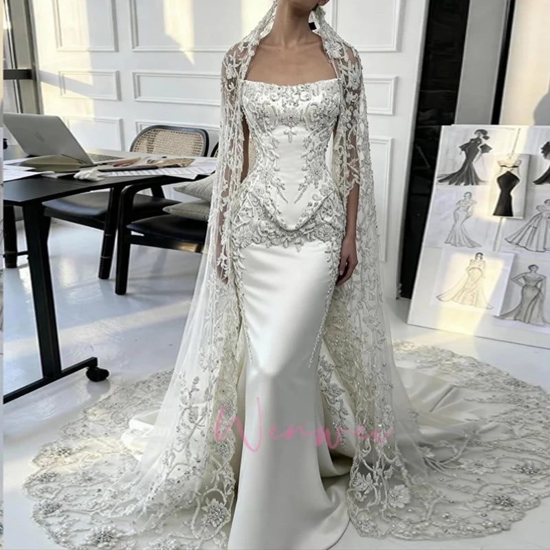 Luxury Peal Beadings O-Neck Exquisite Modern Design Charming Elegant Wedding Bride Dress Shimmering Customized vestidos de novia