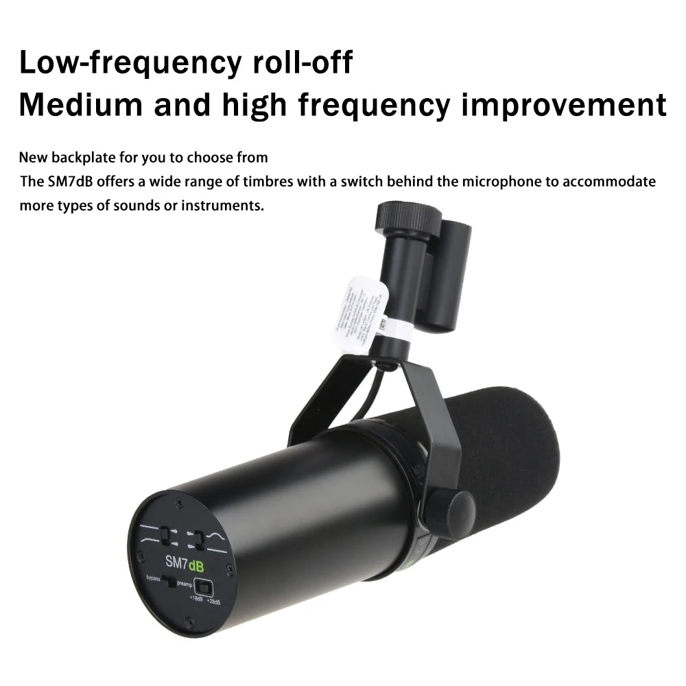 SM7DB 7DB professional dynamic microphone - podcast Mic, compatible with 48V phantom power supply 18-28db built-in preamplifier