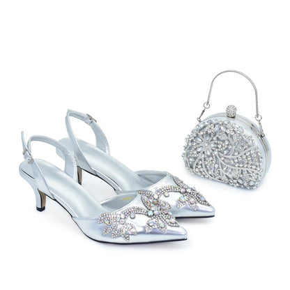 Italian Shoe and Bag Set for Party in Women Fashion Style Pointed-Toe Women Pumps African Matching Shoes and Bags for Wedding
