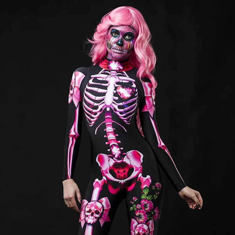 Halloween Scary Cosplay Skeleton Rose Sexy Women Devil Vampire Jumpsuit Party Carnival Scary Costume Baby Girl Day of The Dead