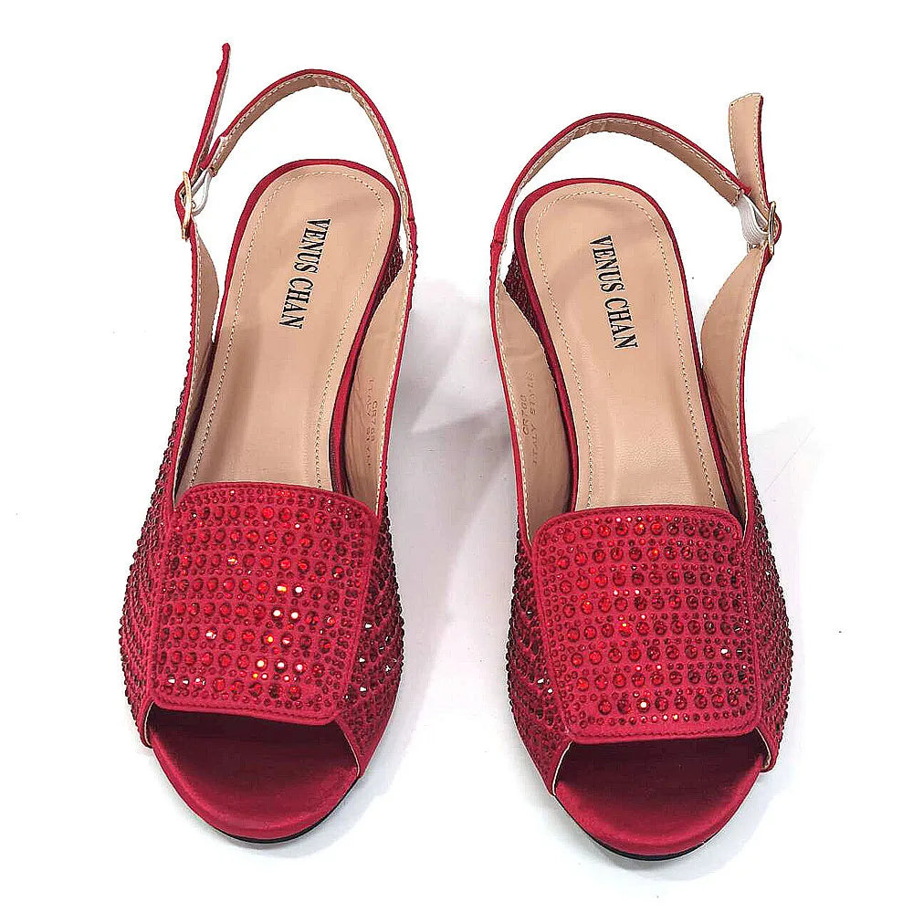 High Heels Shoes for Women Embroidery Rhinestone Italian Design Blue Color Pointed Toe Shoes and Bags Set Fashion