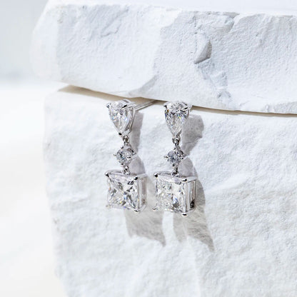 Messi Jewelry  9K White Gold 1CT Princess Cut Lab Grown Diamond Stud Earrings For Women In Stock Wholesale MSE-697