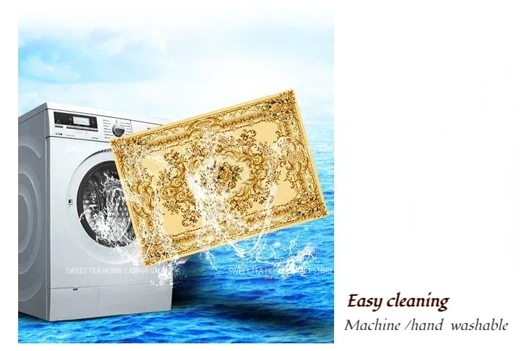 Modern Golden Luxury Carpet Large Living Room Decoration Home Rugs Non-slip Bedroom Mat Customizable Coffee Table Lounge Rugs