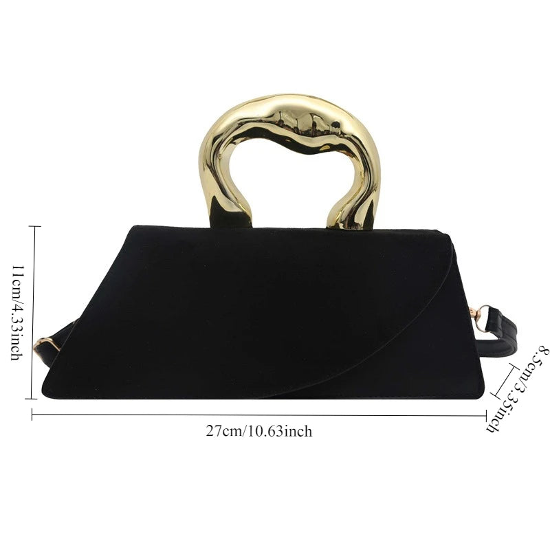 French Style Light Luxury Large Capacity, New Minimalist Design Casual Metal Hand-held Shoulder Crossbody Bags for Women