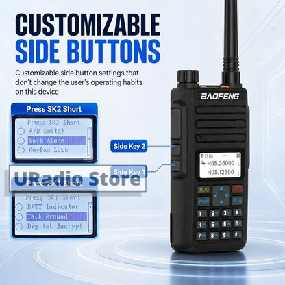 Baofeng DM-1801 DMR Digital Walkie Talkie Radio AES256 Man Down Seamless Roaming SMS Customizable Side Button Dual Band DR-1801