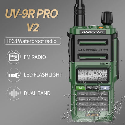 Baofeng UV-9R Pro V2 V1 Walkie Talkie IP68 Waterproof Dual Band Type-C Long Range Upgrade Tri-power Ham CB Radio Two Way Radio