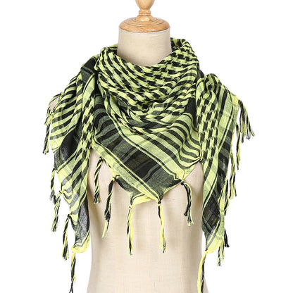 2024 New Plaid Hijab Scarf for Men and Women Arab Desert Headscarf Soft Tactical Hiking Scarves Unisex Turban Military Shawl