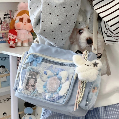 Trendy Transparent Crossbody Bag for Girls Large Capacity Shoulder Bags Fashionable School Style Texture and Versatile Ita Bag