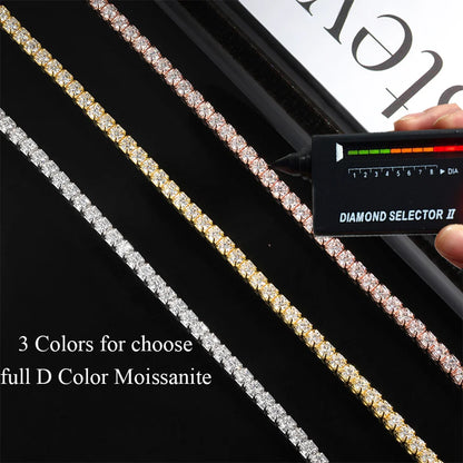 COSYA 2mm Moissanite Tennis Necklace for Women 100% S925 Silver 18K Rose Gold Plated Sparkling Choker Chain Fine Party Jewelry