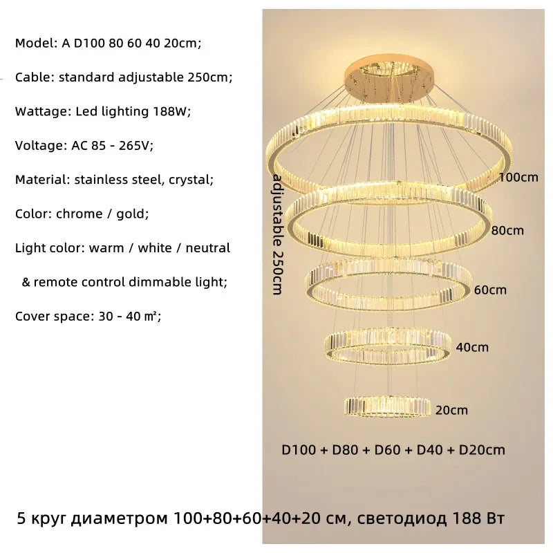 Modern Luxury Led Dimmable Pendant Lights Lustre Living Room Chandelier Lamp Fixtures Foyer Shiny Steel  Luminarias Light