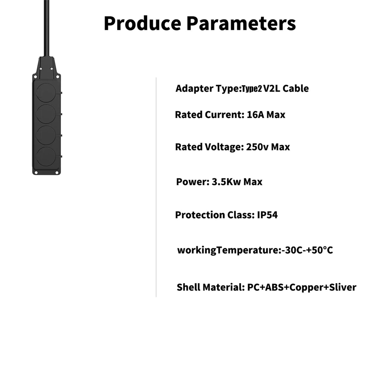 WUFEN V2L Discharger Schuko Plug V2L Type 2 Support MG BYD SERES 5 Geely ZEEKR LYNK&CO Chery DEEPAL GWM Discharge For Type2 Car