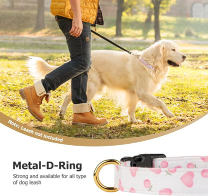 Solid Cotton Dog Collar Cute Heart And Strawberry Pendant Design Small Medium Large Dogs Collar Handmade Pendant Pet Cat Puppies