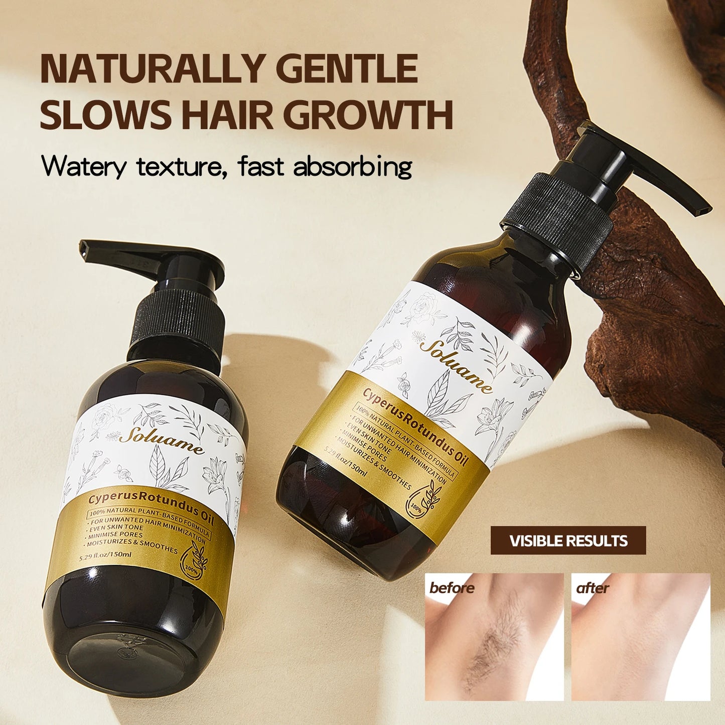 Cyperus Rotundus Oil, Reduces Body Hair Growth, Gentle and Non-Irritating, Cools the Skin & Post-Shave Oil