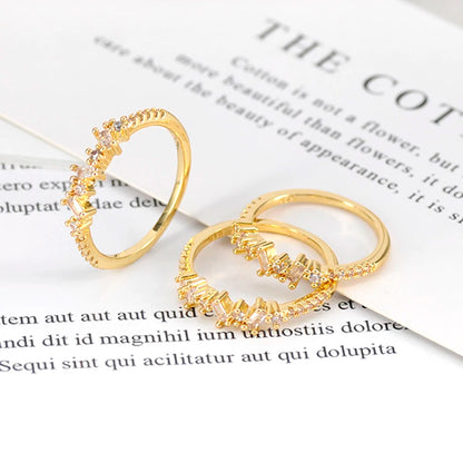 24K Gold Plated Colorful Crystal Gold Rings Turquoise Engagement Wedding Anniversary Ring Light Luxury Fashion Jewelry Gifts A40