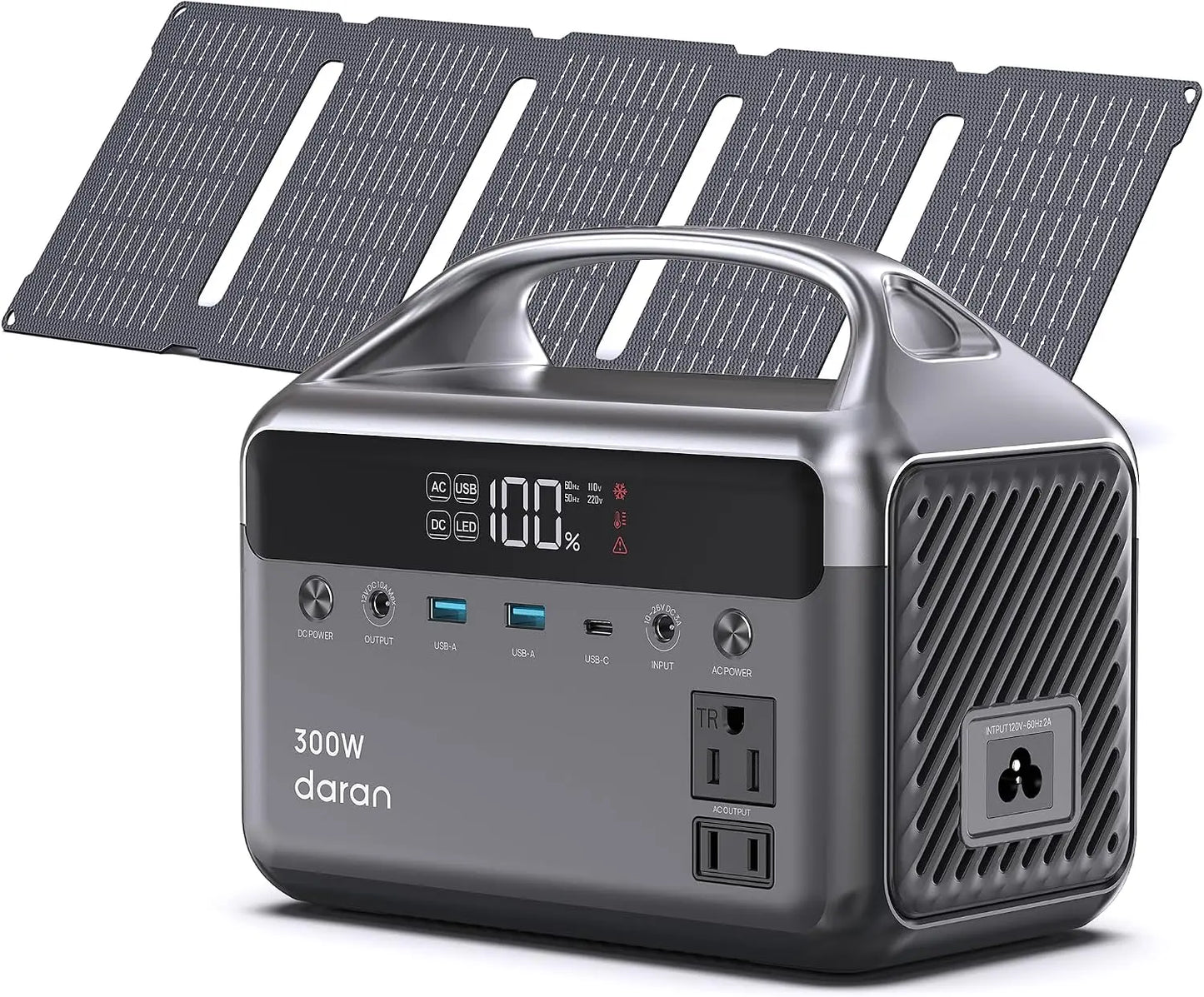 Portable Power Station 300W Solar Generator with Solar Panel Include 192Wh Solar Power Bank with AC Outlets 110V LiFePO4