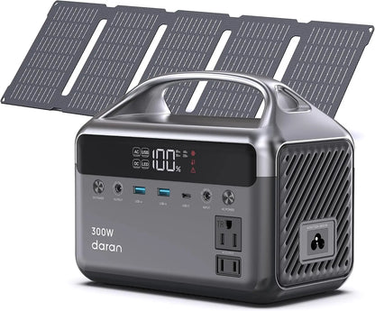 Portable Power Station 300W Solar Generator with Solar Panel Include 192Wh Solar Power Bank with AC Outlets 110V LiFePO4