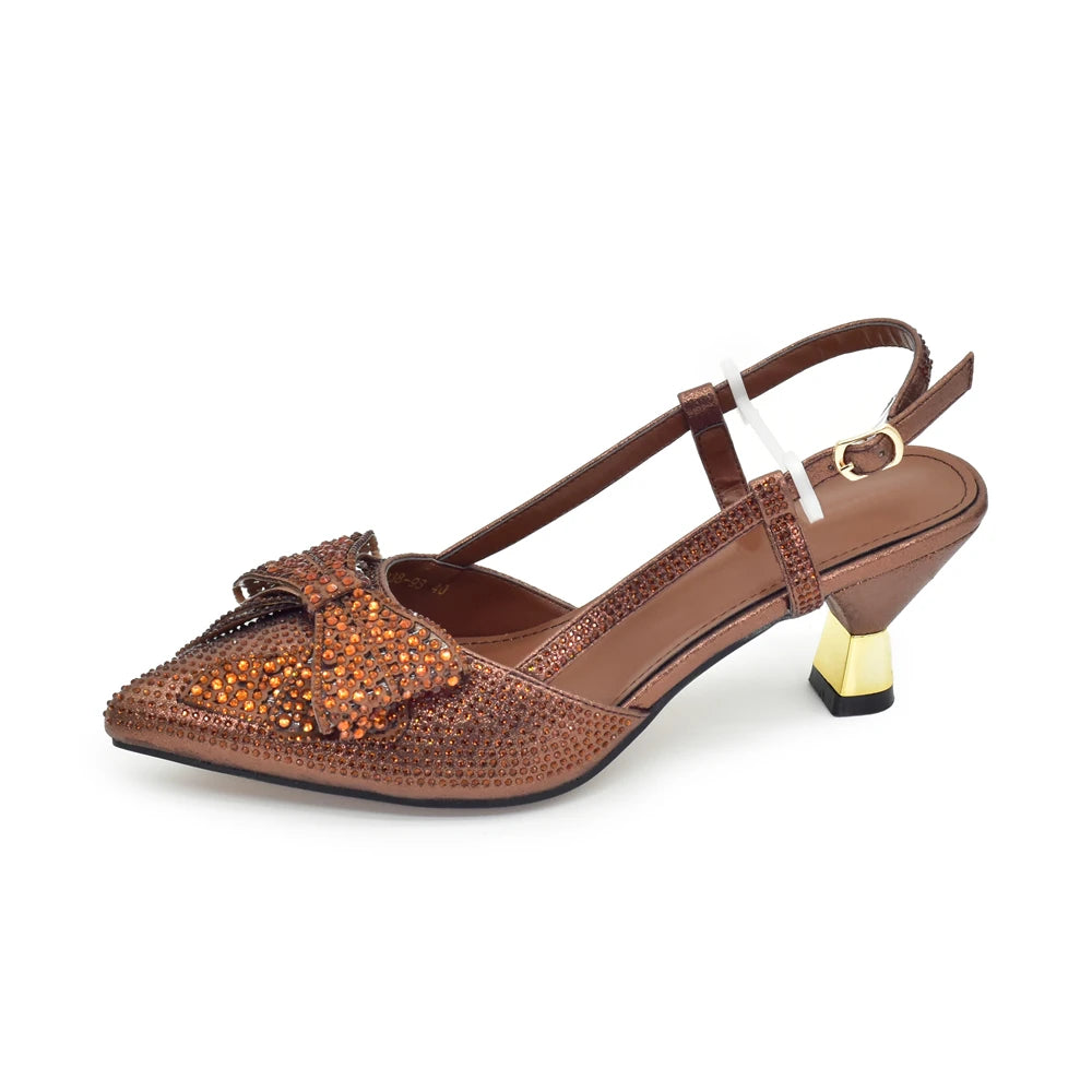 New Arrival Italian Matching Shoes and Bag Sets Decorated with Rhinestone Luxury Designer Shoes Women Shoes for Women High Heels