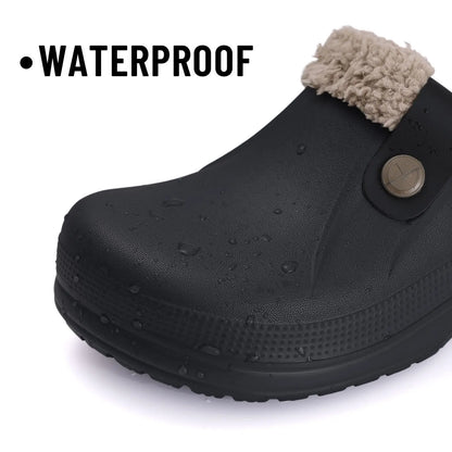 Smile Winter Fuzzy Slippers for Women Men Indoor Outdoor Fur Lined Clogs Waterproof Warm House Slippers Garden Clogs Light Shoes
