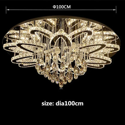 LED Modern Crystal Stainless Steel Round Dimmable RGB Chandelier Lighting Lamparas De Techo For Foyer Living Room Bedroom
