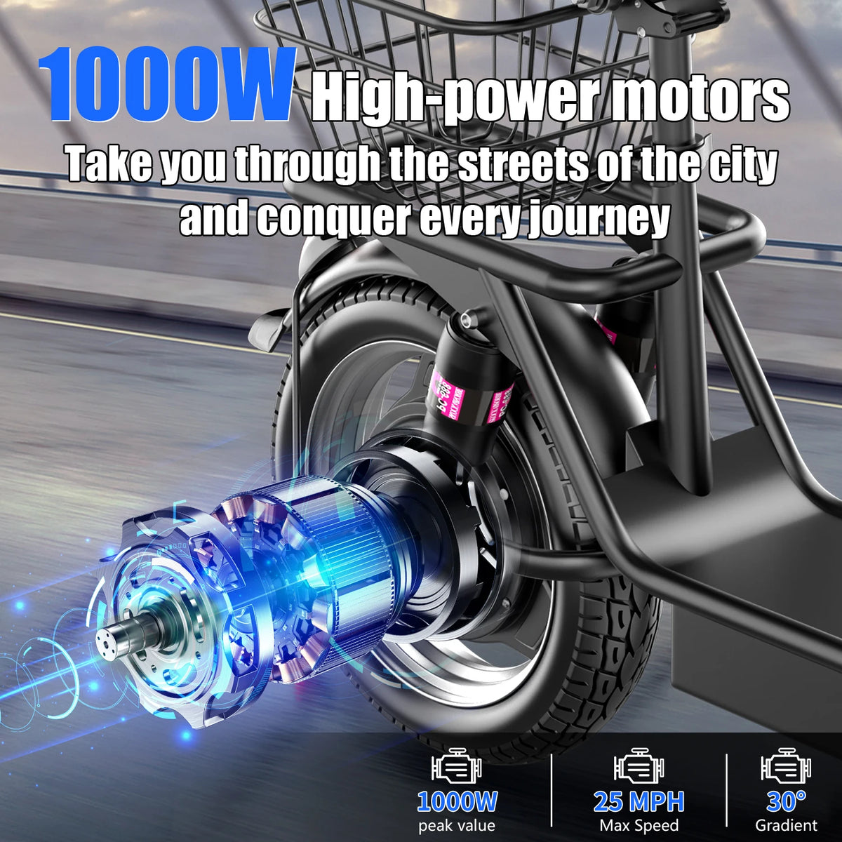 ASKGO Adult Electric Scooter with Detachable Seat, 14" Tires, 1000W Peak Power, Max 25MPH, 35 Miles Range, 48V 15Ah Battery, Full Suspension, Waterproof Rear Storage Box for Urban Travel