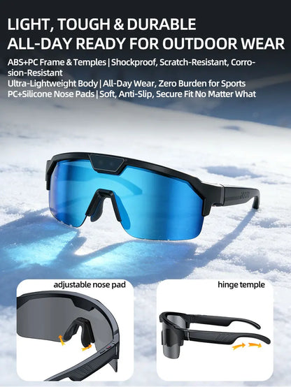 Smart Glasses with 4K HD Anti-Shake Camera & 3D Stereo Speakers Polarized UV400 Sport Sunglasses Bluetooth AI Outdoors Video POV