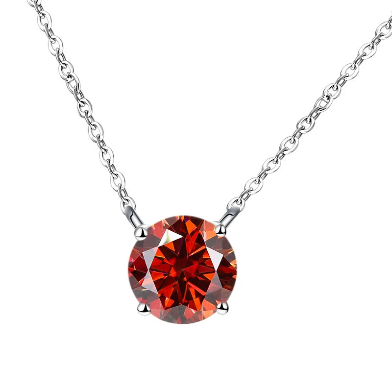 JoyceJelly 1/2/3/5 Carat Moissanite Necklace for Women 925 Sterling Silver Wedding Bridal Fine Jewelry for Women