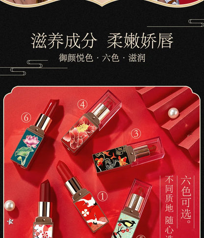 6pcs/set Chinese Style Lipstick Gift Set Box Lasting Moisturizing Nourishing Red Lip stick Cosmetics Women Beauty Makeup Set