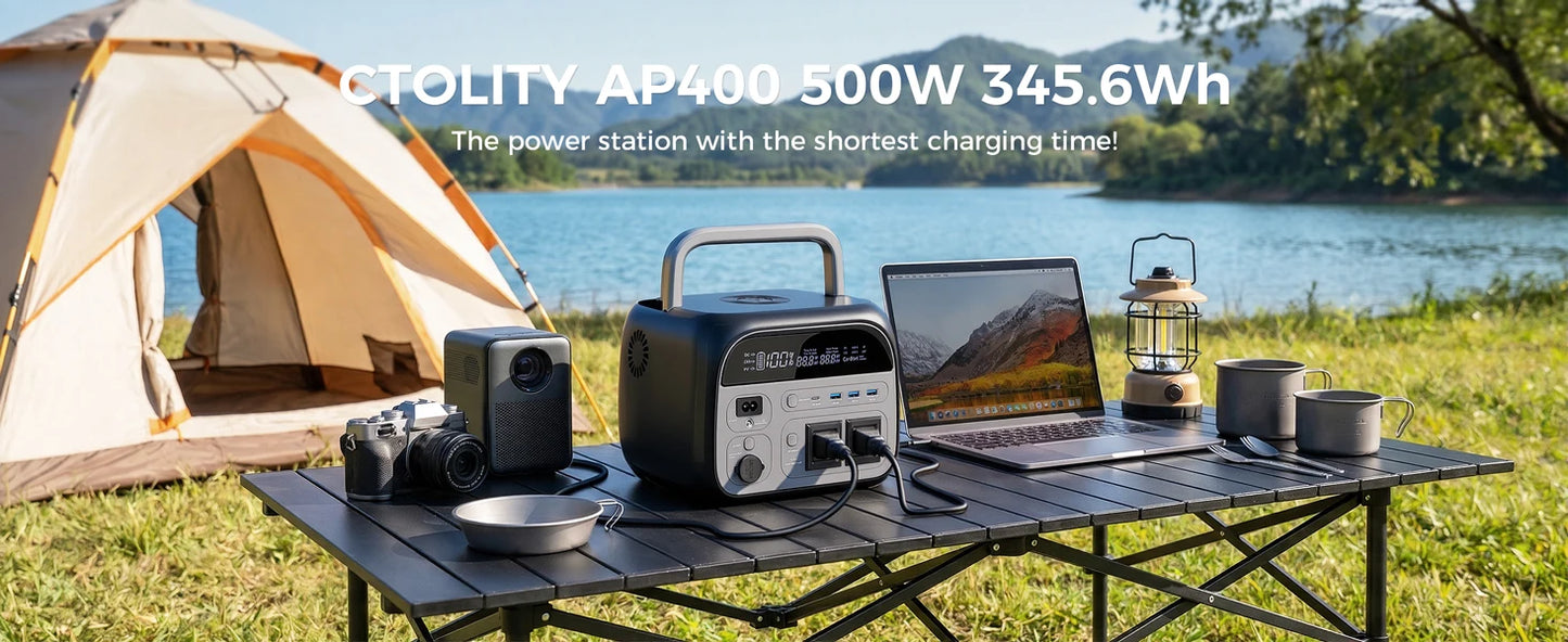 CTOLITY 2400W Portable Power Station 1800W Power Generator LED Light Emergency 500W Solar Power Bank for Outdoor Camping Travel
