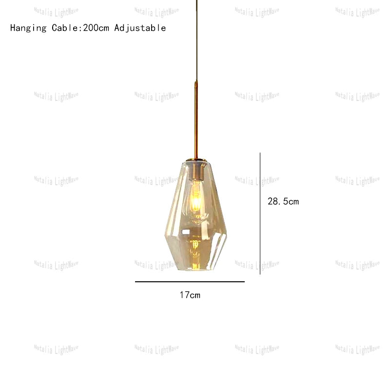 Creative Design Trendy Modern Glass Lamp Modern Home Decor Living Room Pendant Lights LED Foyer Hanging Lamp Long Table Lustre