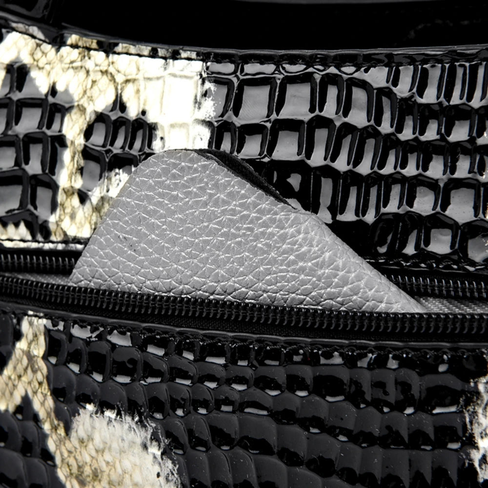 MOODS Designer Luxury Bags For Women Crocodile Pattern Top-handle Shell Bag With Snake Hardware Wild Shoulder Crossbody Handbags