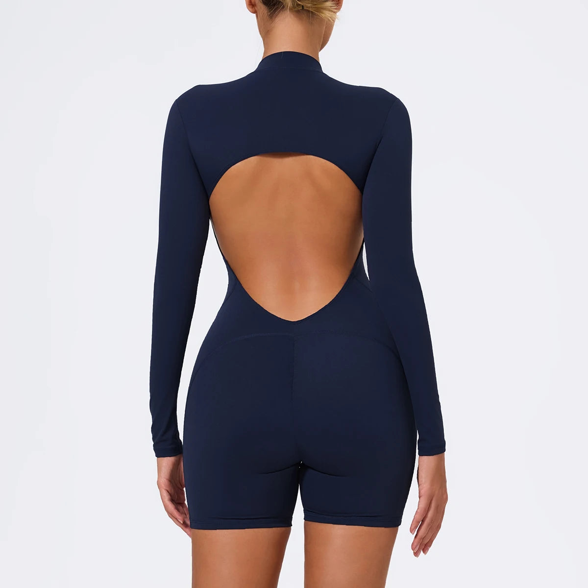 Summer V Back Scrunch One-Piece Suit Push Up Sports Jumpsuit Woman Fitness Zipper Overalls Workout Rompers Women Gym Bodysuits