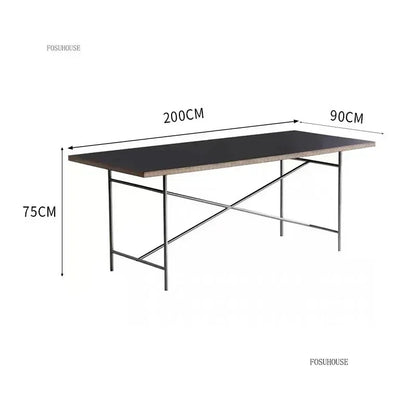 Office Furniture Stainless Steel Leg Rectangular Desks Solid Wood Office Computer Desk For Conference Room Writing Study Table g
