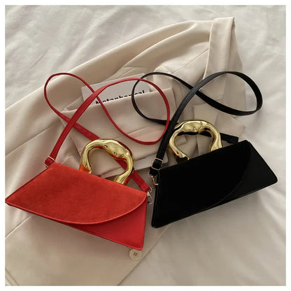 French Style Light Luxury Large Capacity, New Minimalist Design Casual Metal Hand-held Shoulder Crossbody Bags for Women