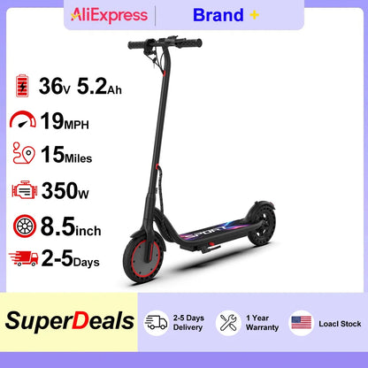 8.5'' Solid Tire Electric Scooter, 350W Powerful Motor & 19MPH Top Speed, 16 Miles Range, Lightweight E-Scooter with EABS & Drum Brake for Teens and Adults