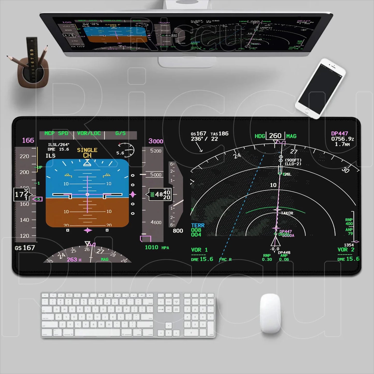 HD Airplane Speedometer Mouse Pads Plane Instrument Panel XXL Mousepad Non-slip Rubber Desk Mat Pc Gamer Deskmat Cockpit Playmat