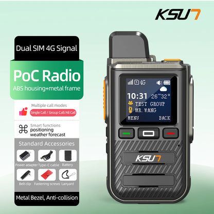 KSUN CT22 4800mAh Public Network Intercom 4G Full Netcom Metal Body Reflective Screen Type-C Fast Charge, Dual SIM Weather+GPS