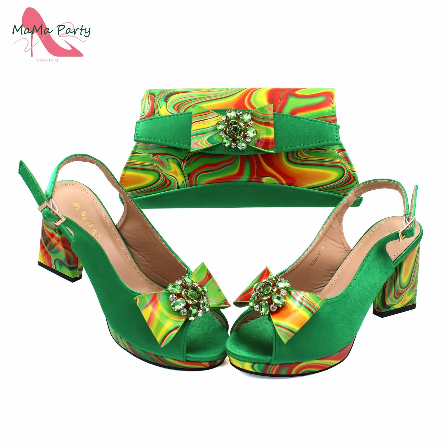2024 New Design Italian Women Shoes and Bag to Match in Super High Heels in Yellow African Ladies Sandals for Wedding Party