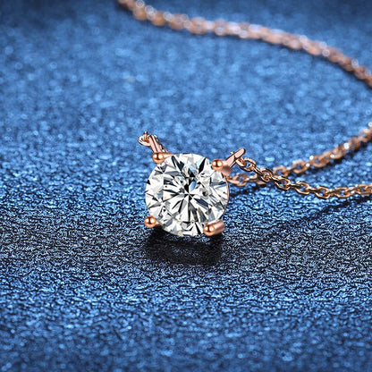 NeeTim 1ct 2ct 3ct 5ct D VVS1 Moissanite Necklace for Women Sterling Silver 925 with Yellow Rose Gold Plated Lab Diamond Pendant