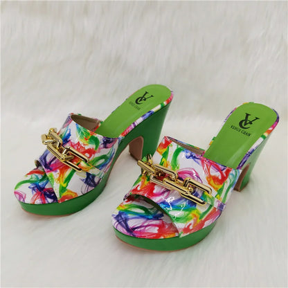 2023 Fashion Women Summer Autumn Skid-proof Square Toe Shoes  Heels Italian Woman Wedding for Party Shoes