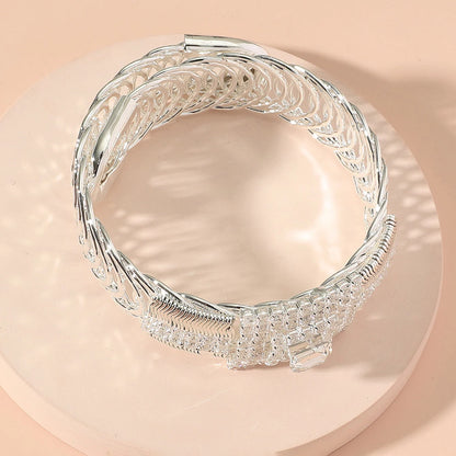 2025 New Gorgeous Square Rhinestone Open Ladies Bracelet Wedding Eid al-Adha Gift Elegant Temperament Hand Ornament