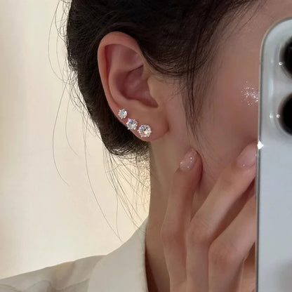 12 Pairs Of Stud Earrings Set Inlaid Round Zircon Elegant Ear Piercing Jewelry Decoration Party Favors for Men Women Daily Wear