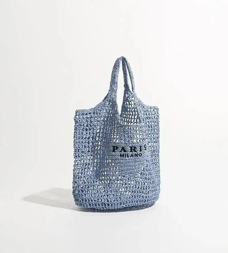 2024 Luxury Design Women Plaited Raffia Straw Bag Large Capacity Casual Tote Handbag Hollow Summer Beach Vacation Shoulder Bag
