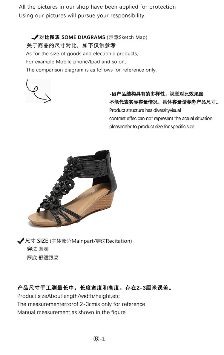 High quality leather flat sandals for women 5cm mid heel flower summer 2026 36 42 open toe casual beach shoe blue pink brown