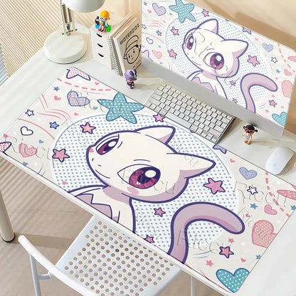 Kawaii P-Pokemon Mewtwo Purple Pattern Gaming Mouse Pads XXL Anti-Slip Rubber Keyboard Desk Mats PC Gamer Accessories Table Pads